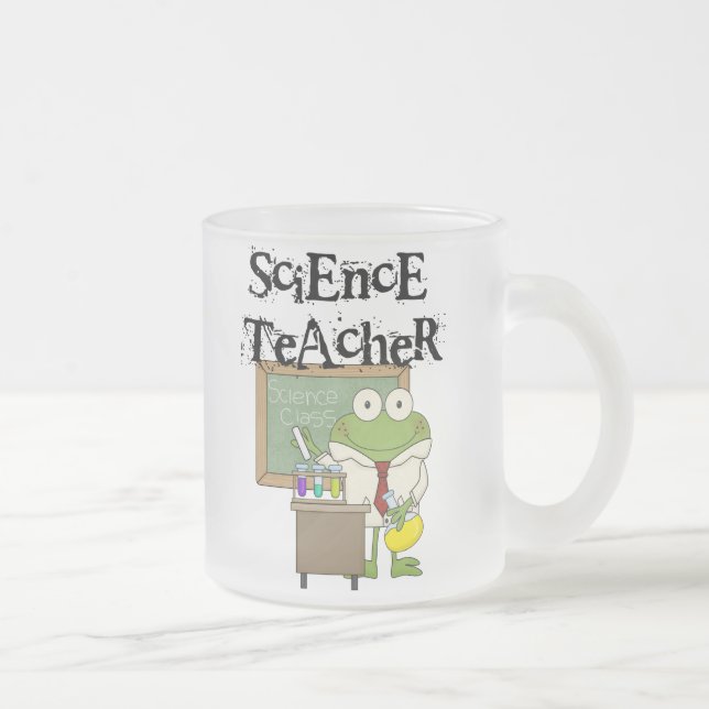 Frog Science Teacher Frosted Glass Coffee Mug (Right)
