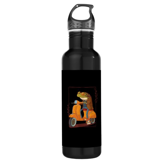 Frog  Scooter Mushroom Goblincore Academia Aesthet 710 Ml Water Bottle (Front)