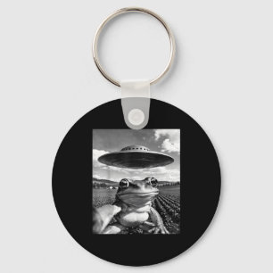 Frog selfie with ufo funny frog frog meme key ring