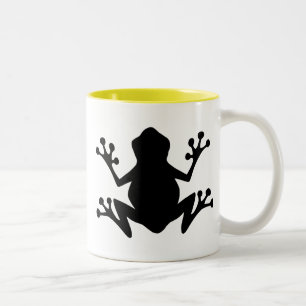 Frog Silhouette; yellow Two-Tone Coffee Mug