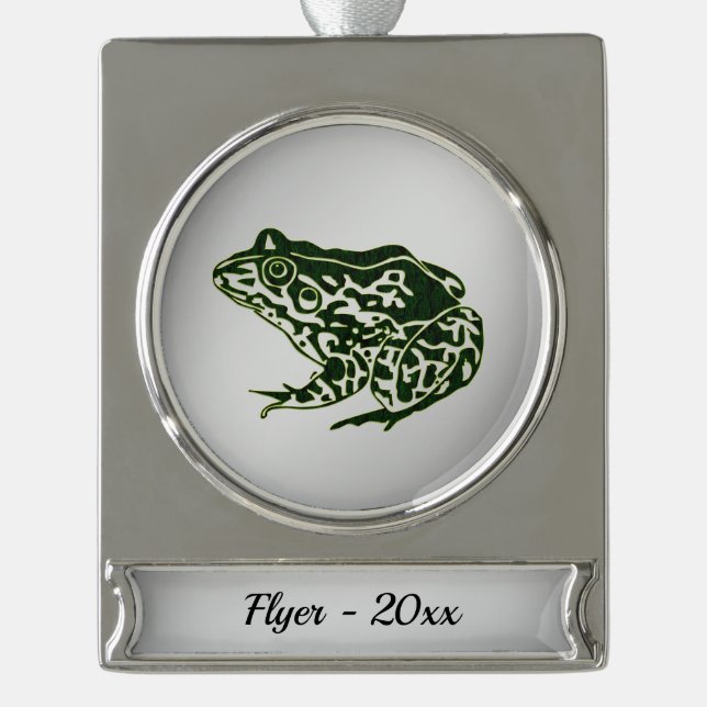 Frog Silver Name and Year Plated Banner Ornament (Front)