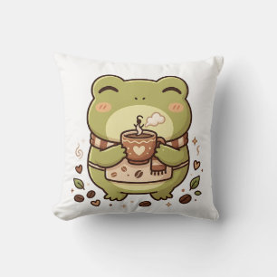 Frog Sipping Moment Throw Pillow