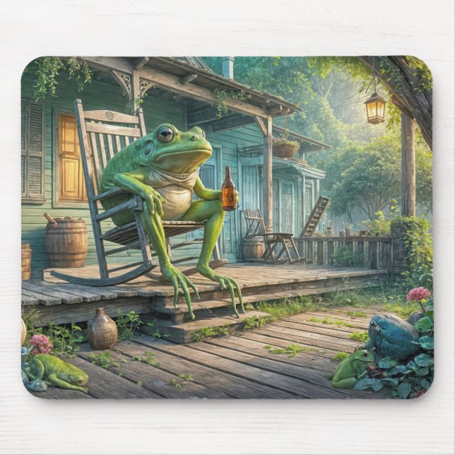 Frog Sitting In A Rocking Chair Mouse Mat (Front)