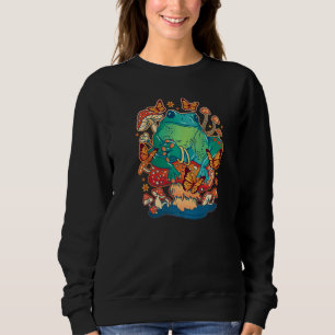 Frog Sitting On A Mushroom With Butterflies Sweatshirt