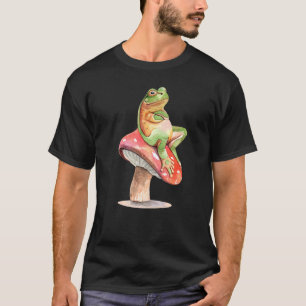 Frog Sitting On Mushroom Fun Cute Frogs Animal  Gr T-Shirt