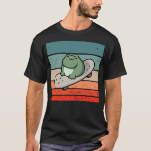 Frog skateboard cartoon chubby happy expression am T-Shirt