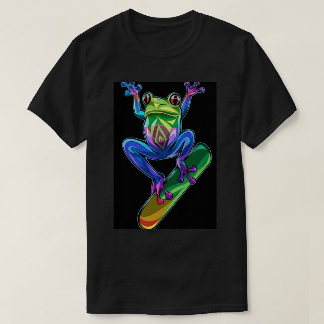 frog skateboard rainbow neon logo picture frogneon T-Shirt (Design Front)