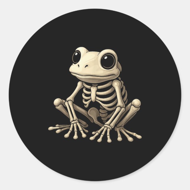 Frog Skeleton Halloween Funny Frog Lover Men Women Classic Round Sticker (Front)
