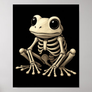 Frog Skeleton Halloween Funny Frog Lover Men Women Poster