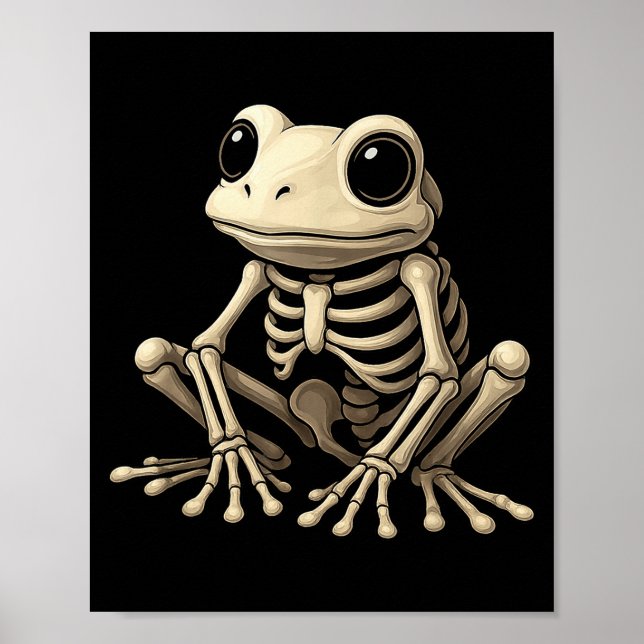Frog Skeleton Halloween Funny Frog Lover Men Women Poster (Front)