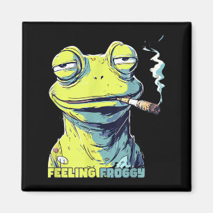 Frog Smoking Cigarette Funny Froggy Artwork Magnet