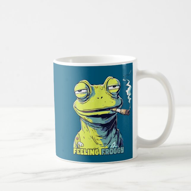 Frog Smoking Cigarette Funny Froggy Graphic Art Coffee Mug (Right)
