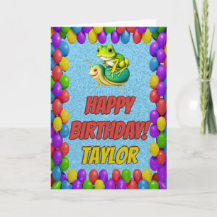 Frog Snail Personalised Greeting Birthday Card