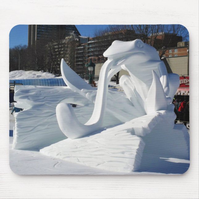 Frog Snow Sculpture, Quebec, Canada Mouse Mat (Front)