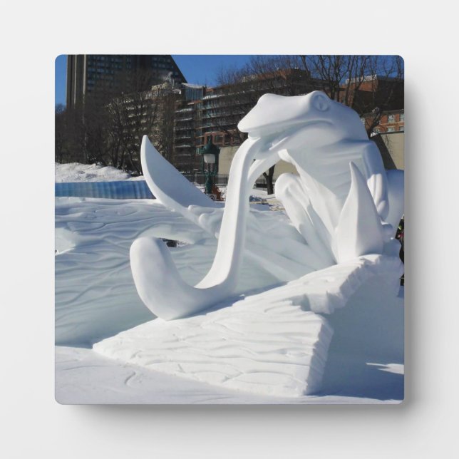 Frog Snow Sculpture, Quebec, Canada Plaque (Front)