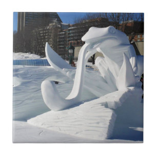 Frog Snow Sculpture, Quebec, Canada Tile