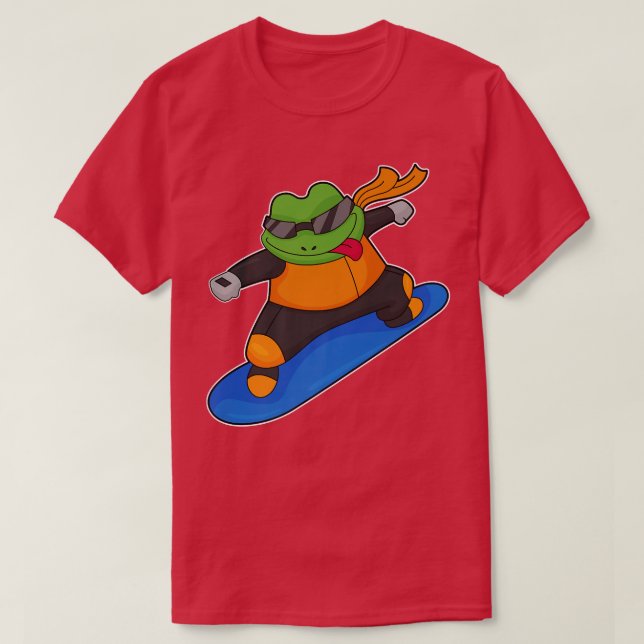 Frog Snowboarder Snowboard Winter sports  T-Shirt (Design Front)