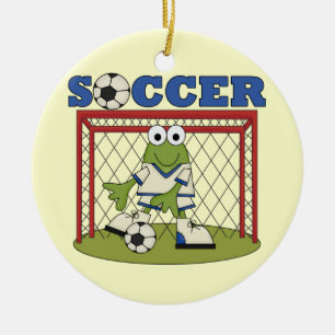Frog Soccer Goalie T-shirts and Gifts Ceramic Tree Decoration