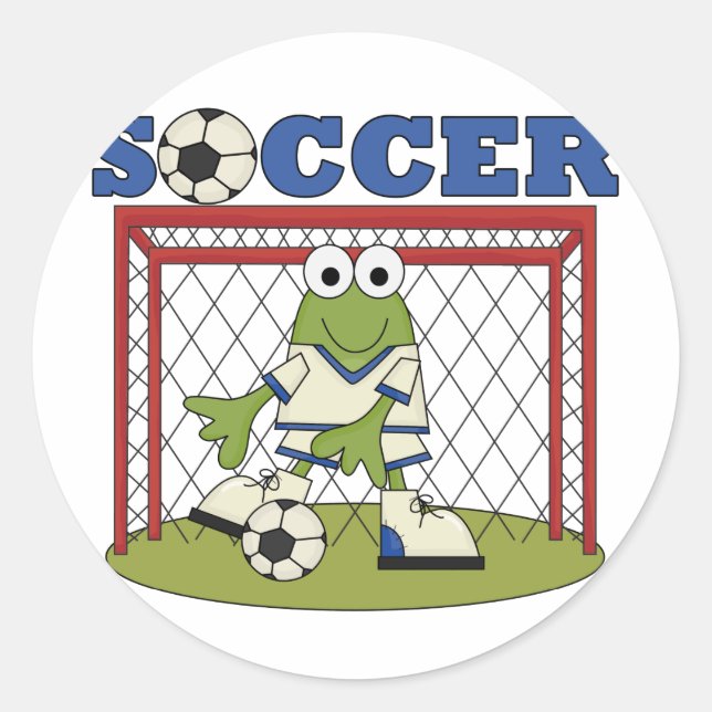 Frog Soccer Goalie Tshirts and Gifts Classic Round Sticker (Front)