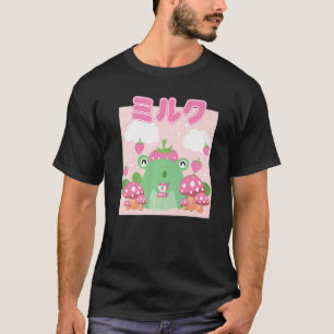 Frog Strawberry Milk Japanese Vaporwave Cottagecor T-Shirt
