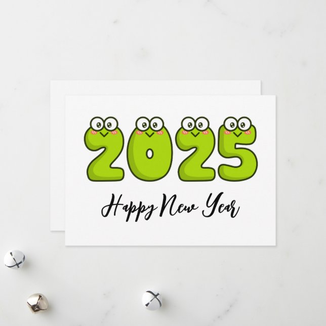 Frog style simple happy new years cards 2025 (Front/Back In Situ)