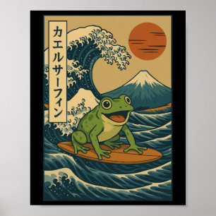 Frog Surfing Japanese _3 Poster