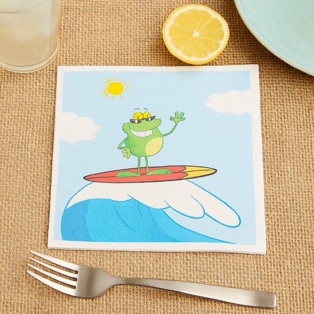 Frog Surfing On A Wave Napkins (Creator Uploaded)