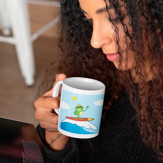 Frog Surfing On An Ocean Wave Coffee Mug (Creator Uploaded)