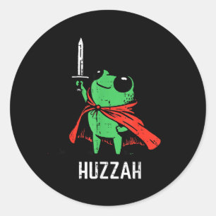 Frog Sword Cape Huzzah Funny Meme Fantasy Boy Kids Classic Round Sticker