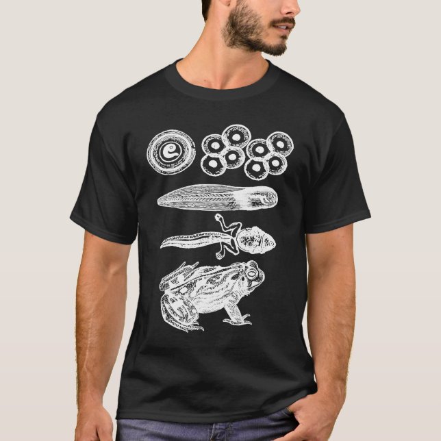 Frog Tadpole Metamorphosis Life Cycle Biology T-Shirt (Front)