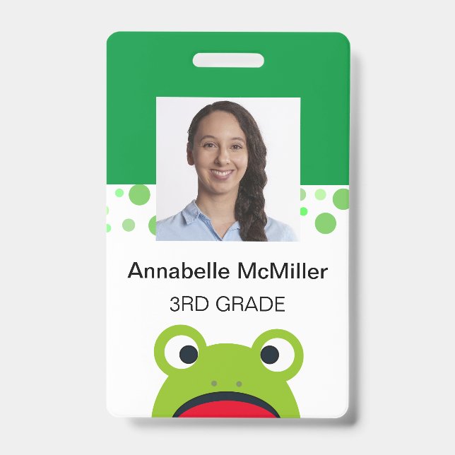 Frog Teacher Kindergarden ID Badge (Front)