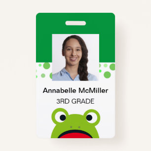 Frog Teacher Kindergarden ID Badge