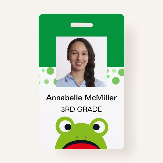 Frog Teacher Kindergarden ID Badge (Front)