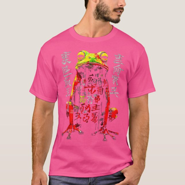 Frog Text Abstract Animal Art Drawing Frog T-Shirt (Front)