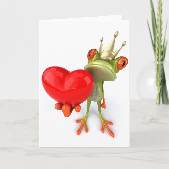 Frog the King Heart Holiday Card (Front)