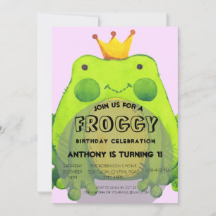 Frog Theme 1st Birthday Party Kids Invitation