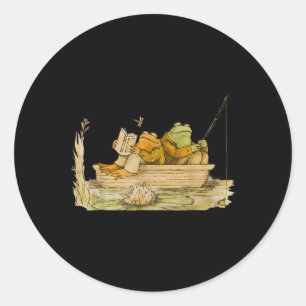 Frog Toad Fishing Vintage Clic Book Frog Classic Round Sticker