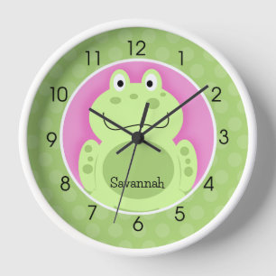 Frog Toad Green Cute Frogs Teacher Baby Wall Clock
