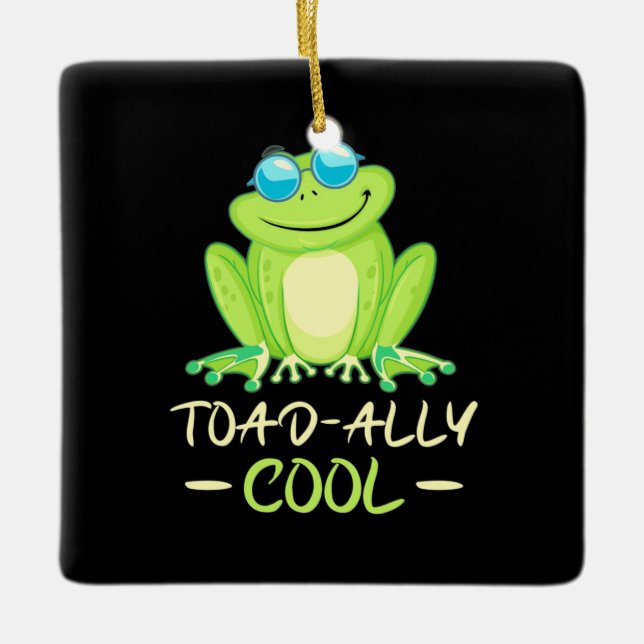 Frog Toadally Cool Ceramic Ornament (Front)