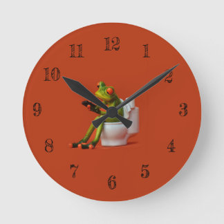 Frog toilet round clock