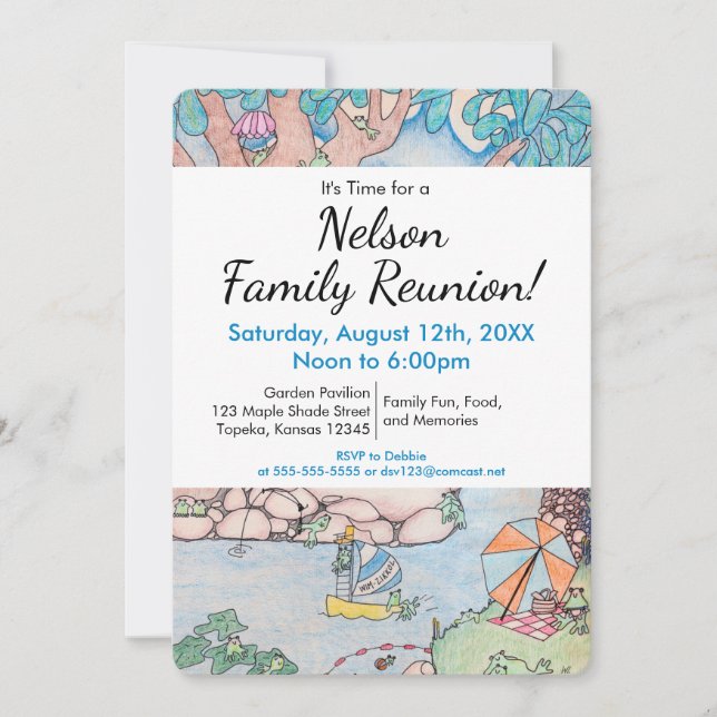 Frog Treehouse Family Reunion Invitation, Custom r Invitation (Front)