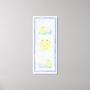 Frog Trio on Gingham Cloth Canvas Print