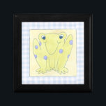 Frog Trio on Gingham Cloth Gift Box<br><div class="desc">A happy trio of frogs are the subjects of this gingham cloth work by Megan Meagher. Watch out,  insects,  these frogs are on the hunt. Order your copy of this amazing piece today!</div>