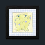 Frog Trio on Gingham Cloth Gift Box<br><div class="desc">A happy trio of frogs are the subjects of this gingham cloth work by Megan Meagher. Watch out,  insects,  these frogs are on the hunt. Order your copy of this amazing piece today!</div>