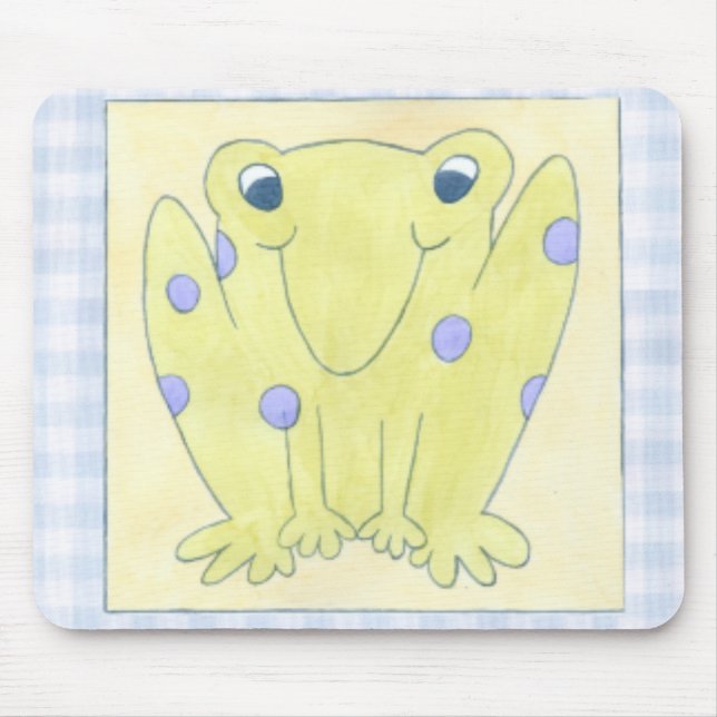 Frog Trio on Gingham Cloth Mouse Mat (Front)