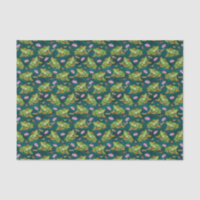 Frog Tropical Lily Pad Dragonfly Fish Pond Pattern