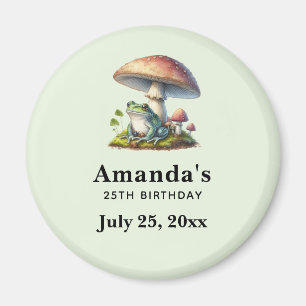 Frog Under a Mushroom Cute Birthday Party Date Magnet