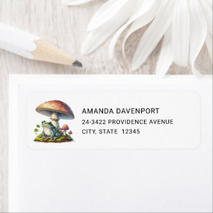 Frog Under a Mushroom Cute Nature Address