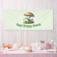 Frog Under a Mushroom Cute Nature Birthday