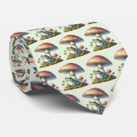 Frog Under a Mushroom Cute Nature Pattern